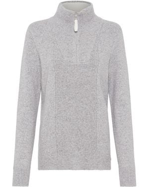 Olsen Pullover Henny, Troyer-Kragen - Grau