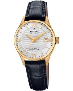 Festina Analoguhr Date Watch Classic Leather Swiss Made - Blau