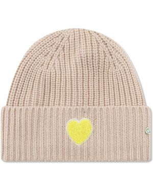 Codello Mütze Rippstrick Herz-Stickerei - Natur