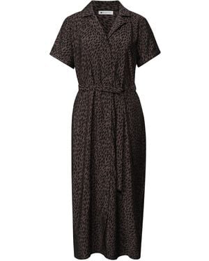 Street One Midikleid Mit Bowling-Kragen Und Leo-Print - Schwarz