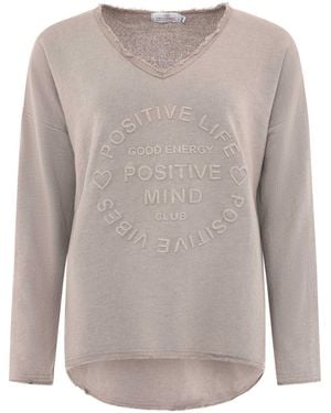 Zwillingsherz Sweatshirt 'Positive Mind' - Grau