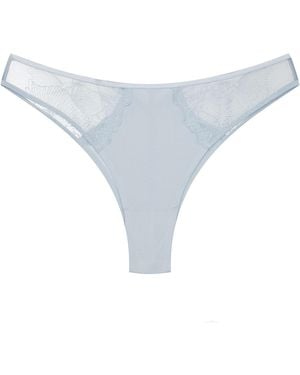 ESOTIQ Panty Brasil Slip Bluey, Dekorative Zierriemen, Feine Stickerei - Blau