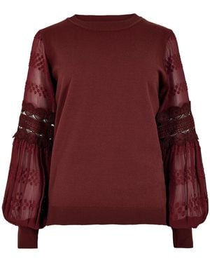 Apricot Contrast Sleeves Jumper - Rot