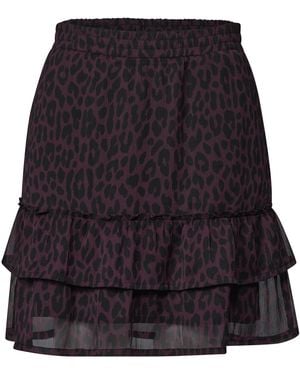 STREET ONE STUDIO Knielanger Chiffonrock Mit Leo-Print - Schwarz