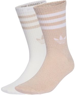 adidas 3-Streifen Glitzer Crew Socken, 2 Paar - Natur