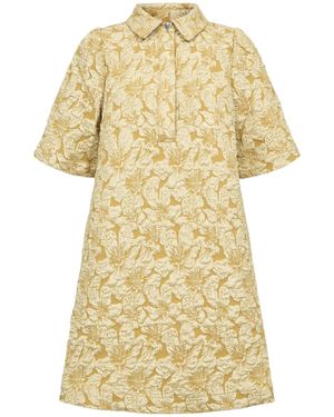 Numph Knielanges Blusenkleid Mit Kurzen Ärmeln Nuvida Dress - Gelb