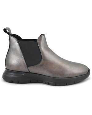 Frau Stiefel 43E4 Canna Fucile Donna Scarpe Stivaletti Pelle Elastico - Mettallic