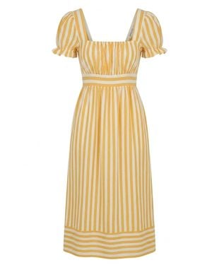 Apricot Stripe Milkmaid Midaxi Dress - Mettallic