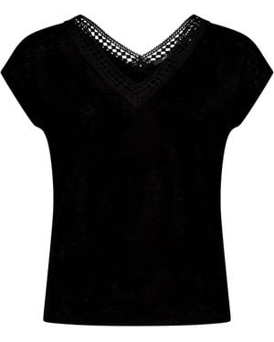 Zero Kurzarm-Shirt Mit V-Ausschnitt - Schwarz