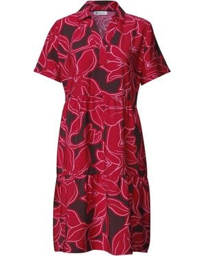 Street One Knielanges Kleid Mit Kurzarm Und Print - Rot
