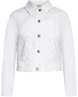 Cartoon Jeansjacke Mit Lochmuster - Weiß