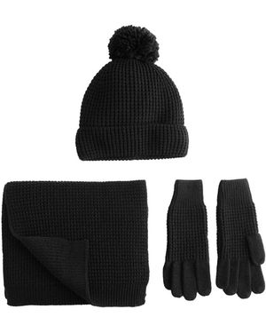 Next Set: Bommelmütze, Schal Und Handschuhe - Schwarz