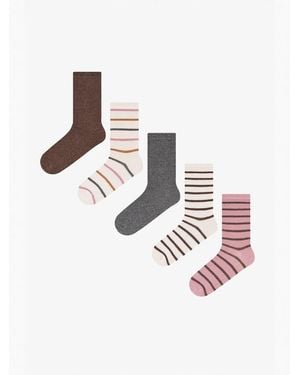 Penti Socken Natural Lines Gestreifte Paar Sneakersocken - Weiß