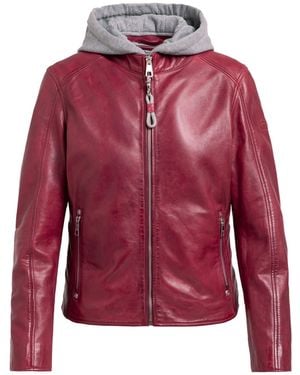 SOCCX Lederjacke Im Biker-Stil Mit Sweatkapuze - Rot