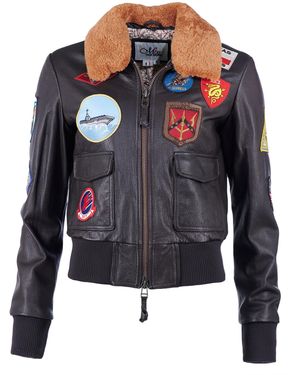 top gun Lederblouson - Blau