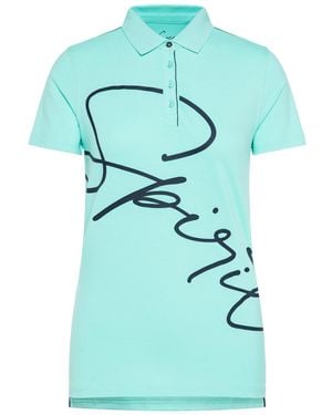 SOCCX Poloshirt Kurzarm Mit Label Print - Grün