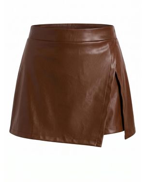 CUPSHE Hose Asymmetric Leather Mini - Braun