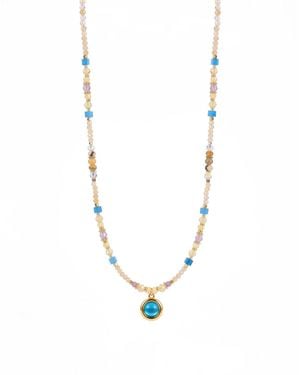 Nemomatheo Kette Marea Blu Boho Steinkette Mit-Cabochon Anhänger - Weiß