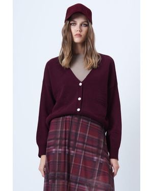 Trend Alaçatı Stili Trend Alaat Stili Strickjacke - Lila