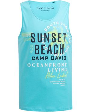Camp David Muskelshirt Mit Label Prints - Blau