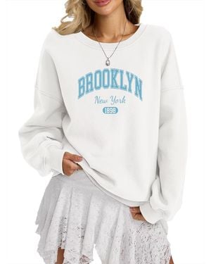 GORHEY Sweatshirt Loose Oversized Sweatshirt, Casual Style With American Retro Campus Style - Grau