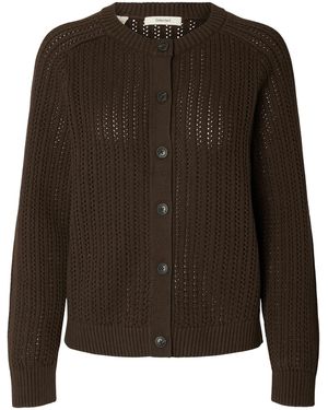 SELECTED Strickjacke Slwolga - Braun