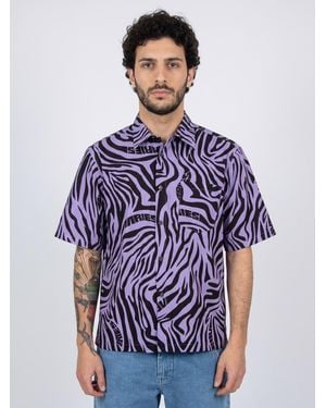 Aries Hemd Zebra Print Hawaiian - Blau