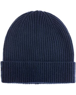 Zwillingsherz Strickmütze Umschlagsmütze Rippe - Blau