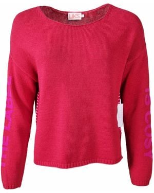 LIKS. Munich Pullover Strickpullover Baumwolle Leinen Mit Flockprint - Rot