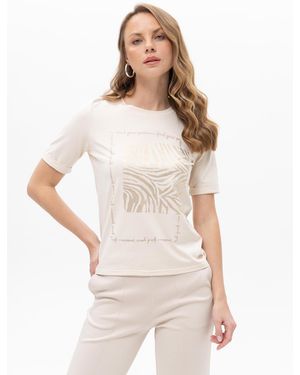 Passioni Shirt T-Shirt Mit Zebraprint - Weiß