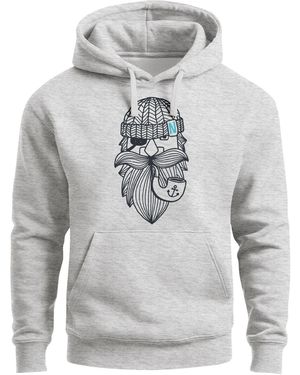 Neverless Sweatshirt Sailor Captain Mit Pfeife - Grau