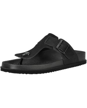 Geox Pantoletten Veloursleder Zehentrenner - Schwarz