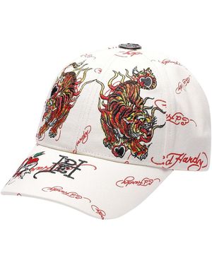 Ed Hardy Kappe Tiger Flames - Weiß