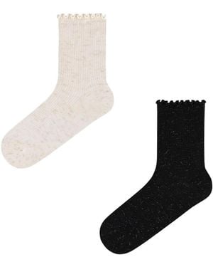 Penti Socken Glitzernde Rüschen-Paar Sneakersocken - Weiß