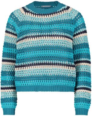 BETTY&CO Pullover Lochstrick Mit Rippbündchen - Blau