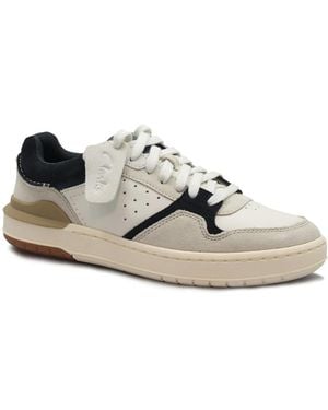 Clarks Sneaker Low Courtlite2 Lo Combi Bianco Blu Scarpe Uomo Sneakers Pelle Lacci - Weiß