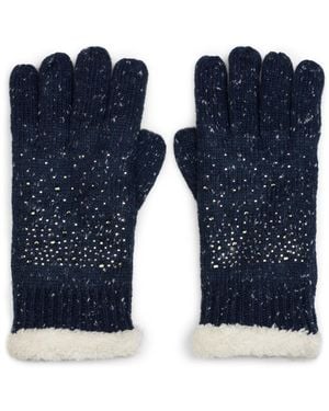 styleBREAKER Fingerhandschuhe Strickhandschuhe Mit Strass Und Fleece - Blau