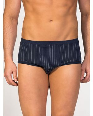 Zd - Zero Defects Slip Senior Prinstriped Fly Front Brief - Blau