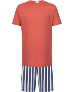 Mey Pyjama Bold Coral Stripes - Rot