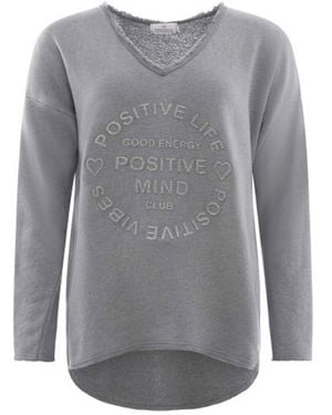 Zwillingsherz Sweatshirt 'Positive Mind' - Grau