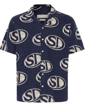 Solid Leinen-Mix-Hemd - Blau