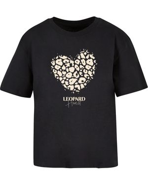 Merchcode T-Shirt 'Leopard Heart' - Schwarz