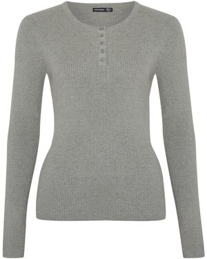 antargo Pullover Basic Longsleeve With Buttons - Grau