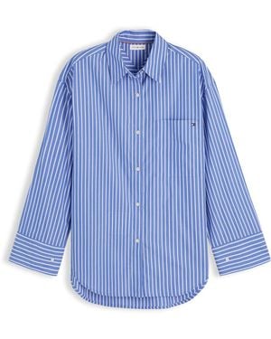 Tommy Hilfiger Hemd Oversized Fit Stripe Shirttail Hem - Blau