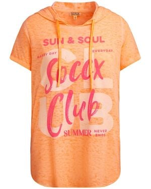 SOCCX Kapuzenshirt Mit Ausbrenner-Effekten Und Print - Orange