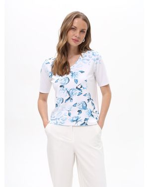 Passioni Shirt T-Shirt Mit Blumendruck - Weiß