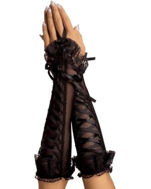 Dirndline Kurzfingerhandschuhe Roxana Armstulpen - Schwarz