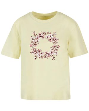 F4NT4STIC T-Shirt 'Rosa Frühlings Blumenkranz Dekor' - Weiß