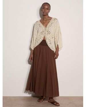 Apricot Jersey Waistband Cotton Midaxi Skirt - Braun