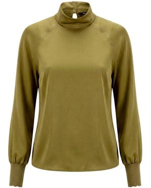 Zero Satin-Bluse Mit Kragen - Grün